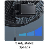 iLiving Wall Mounted Variable Speed Indoor/Outdoor Fan - Speed Graphic