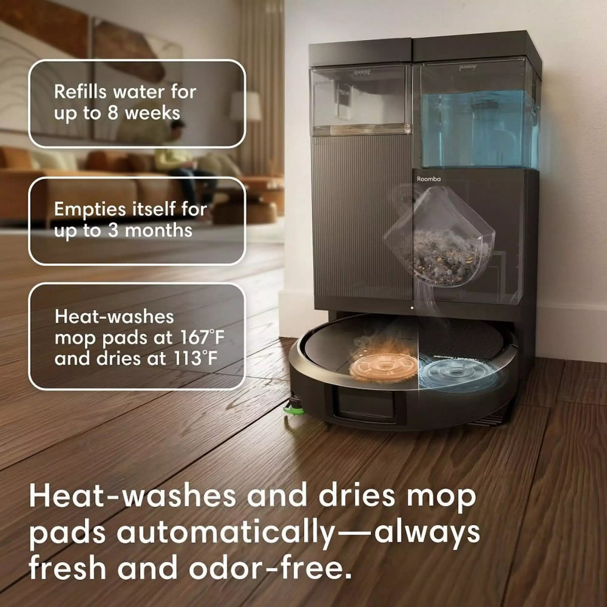 iRobot Roomba Plus 515 Combo Robot Vacuum/Mop + AutoWash Dock - Infographic 2
