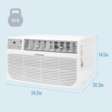 Keystone 10,000 BTU Through-the-Wall Air Conditioner w/ Heat - Dimensions