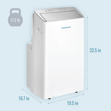 Keystone 14,000 BTU Inverter Portable Air Conditioner w/Remote - Dimensions