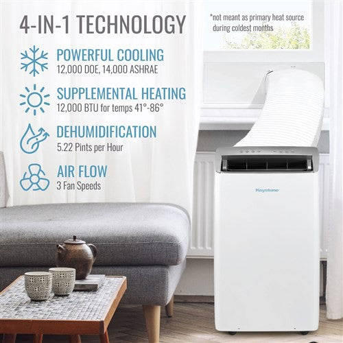 Keystone 14,000 BTU Portable Air Conditioner with Inverter - 4-in-1 technology