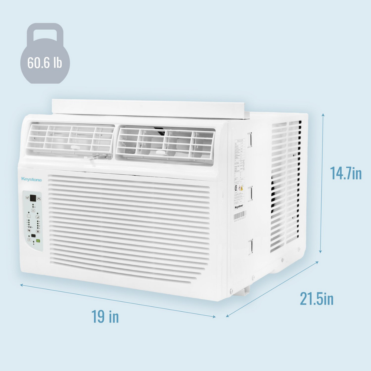 Keystone 8,000 BTU Window Air Conditioner with Heat - Dimensions