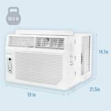 Keystone 8,000 BTU Window Air Conditioner with Heat - Dimensions