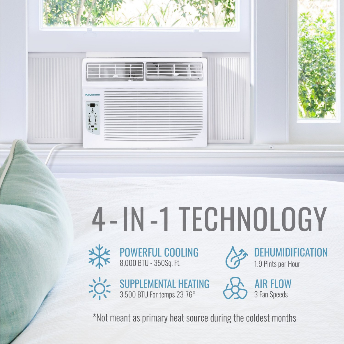 Keystone 8,000 BTU Window Air Conditioner with Heat - Infographic 1