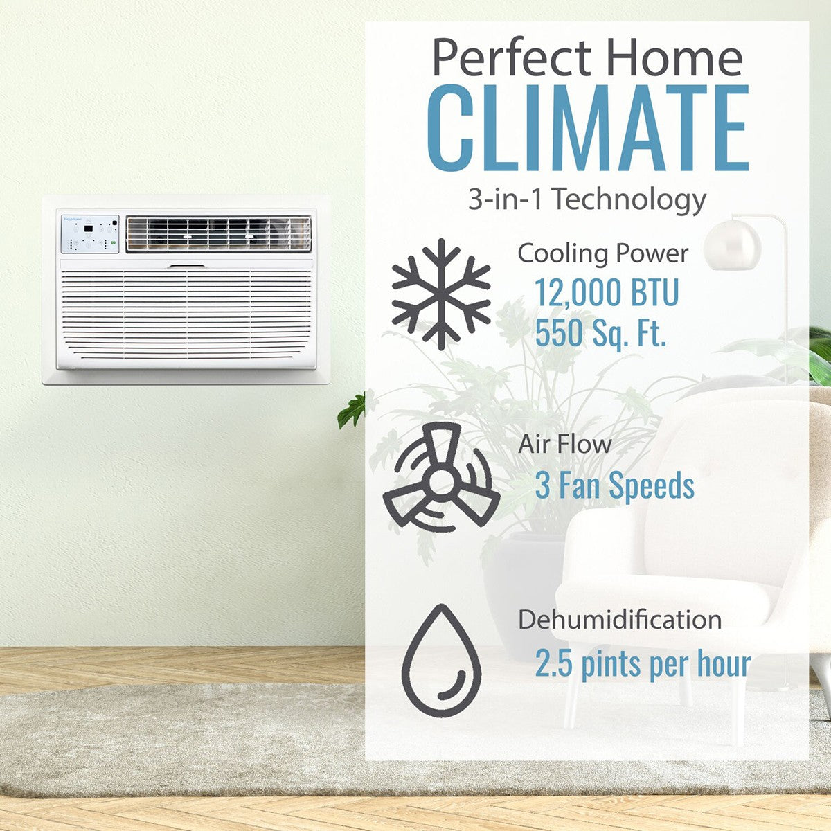 Keystone 12,000 BTU 115V Thru-the-Wall Air Conditioner - Perfect Climate