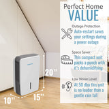 Keystone Kstad224E 22 Pint Energy Star Dehumidifier Dimensions Graphic