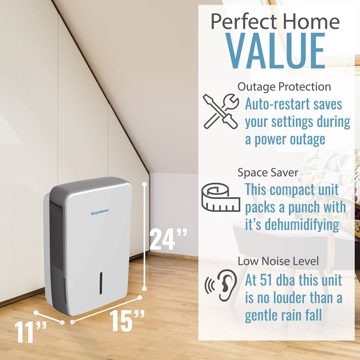 Keystone 50 Pint Energy Star Dehumidifier