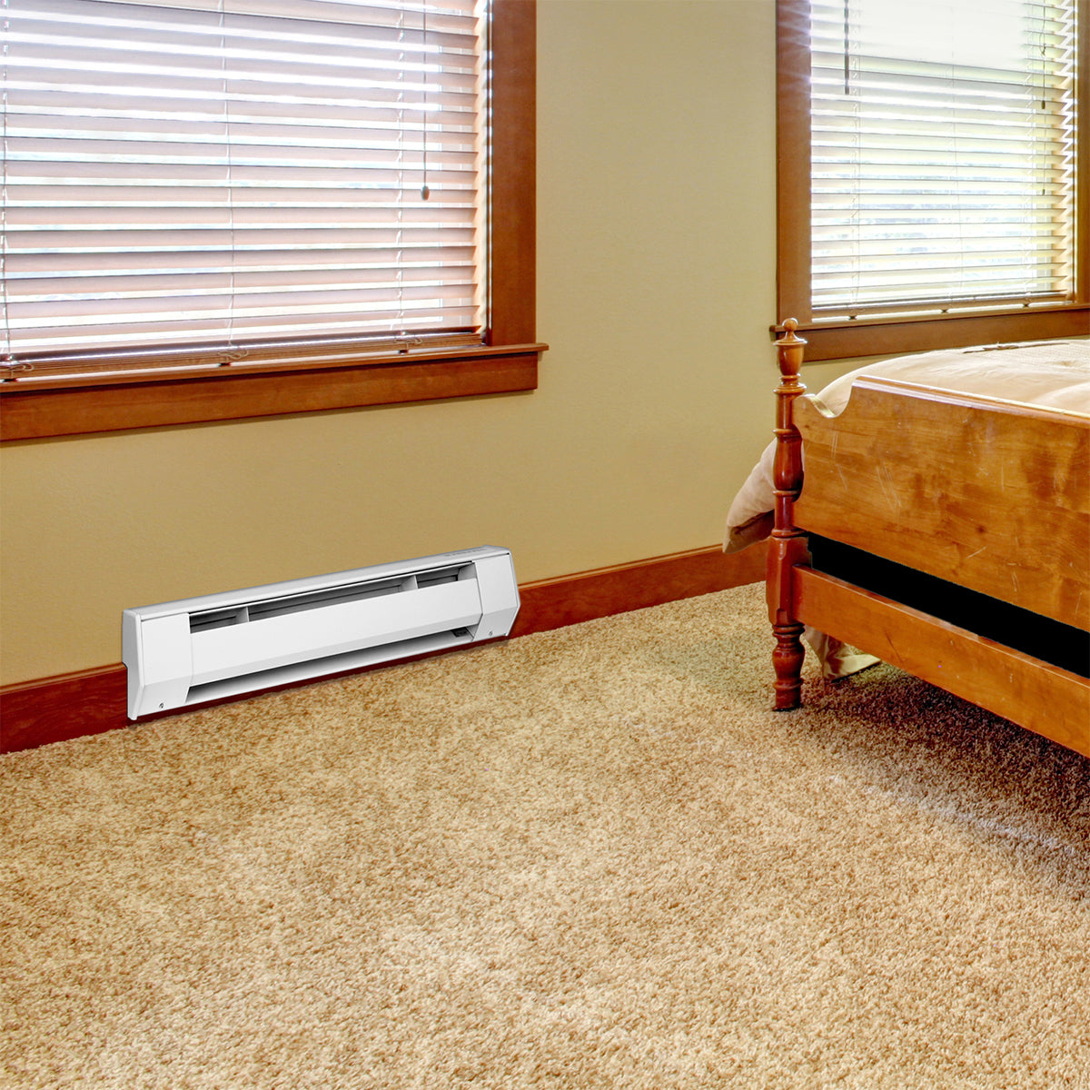 King Electric K Series 120V Baseboard Heater in Bedroom