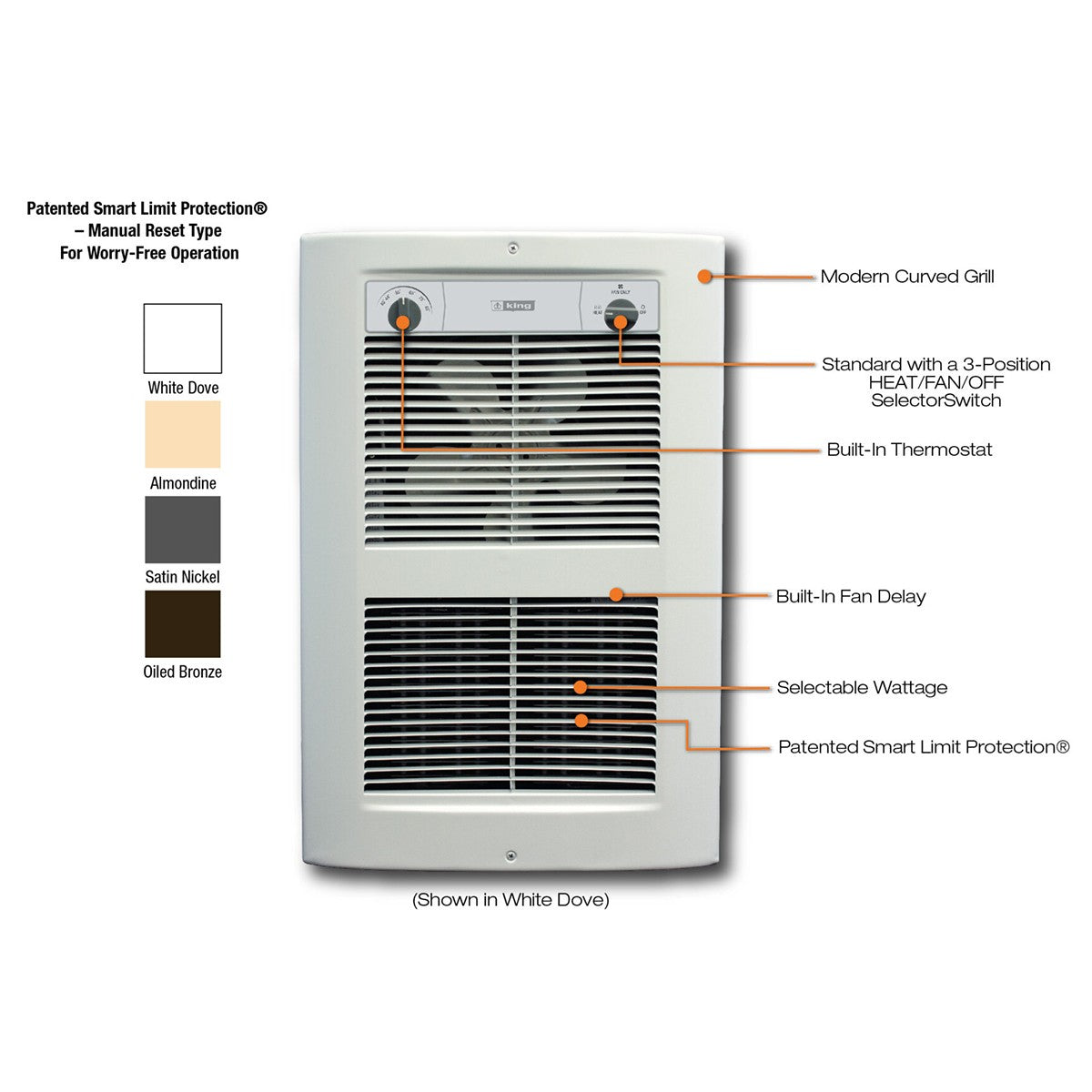 King Electric ComfortCraft Pic-A-Watt Wall Heater 240V – Sylvane