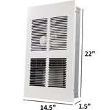King Electric EFW Large 240V Wall Heater (EFW2440-MW-W) - dimensions