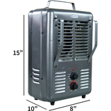 King Electric PHM-1 1500-Watt Portable Milkhouse Utility Heater - dimensions