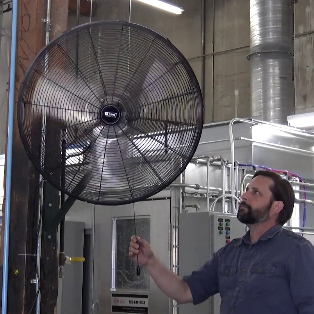 King Electric Outdoor Rated Oscillating Wall Mount Fan in Warehouse