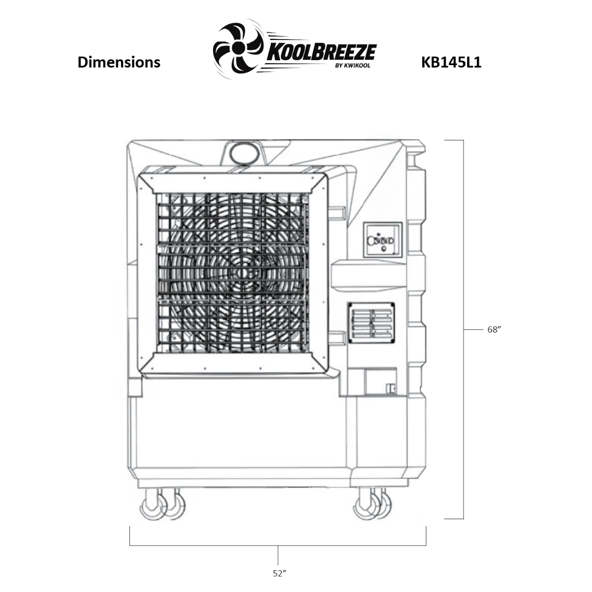 KoolBreeze 12,725 CFM Evaporative Cooler - Dimensions