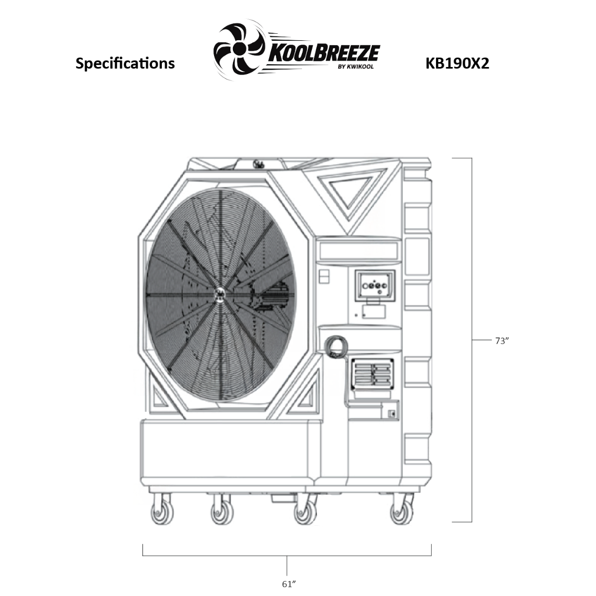KoolBreeze 18,000 CFM Evaporative Cooler - Dimensions
