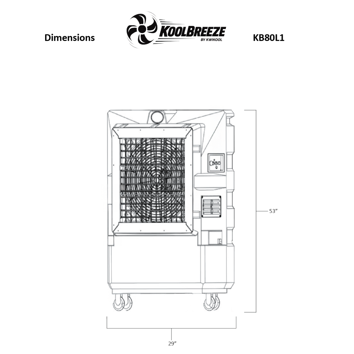 KoolBreeze 4,900 CFM Evaporative Cooler - Dimensions