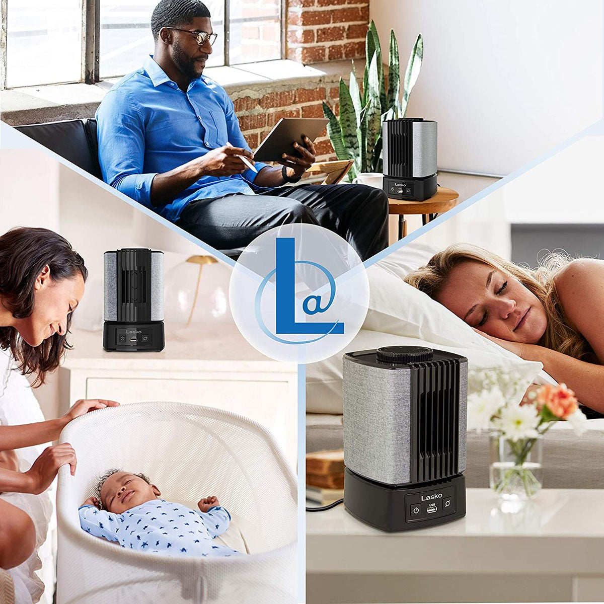 Lasko SlumberBreeze™ 2-in-1 Personal Fan w/ White Noise