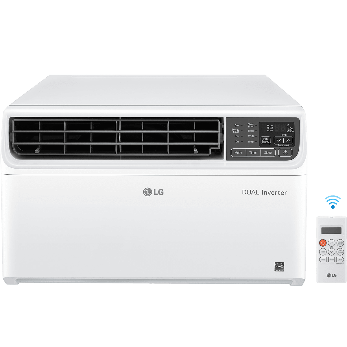 LG LW1022IVSM 10,000 BTU Dual Inverter Smart Wi-Fi Window AC - Front with Remote Control