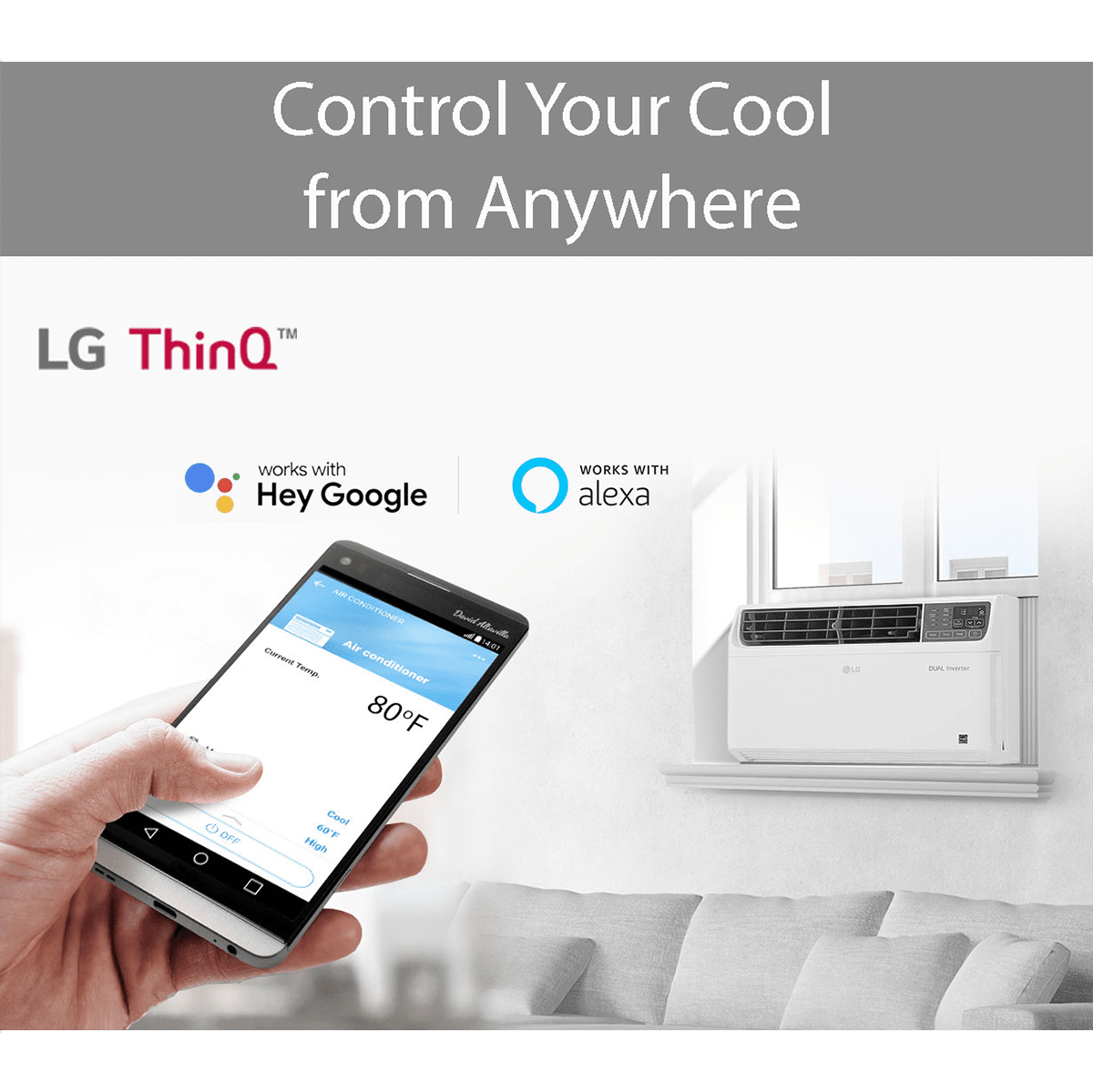 LG 10,000 BTU Window Air Conditioner w/Dual Inverter LW1022IVSM - Graphic 1