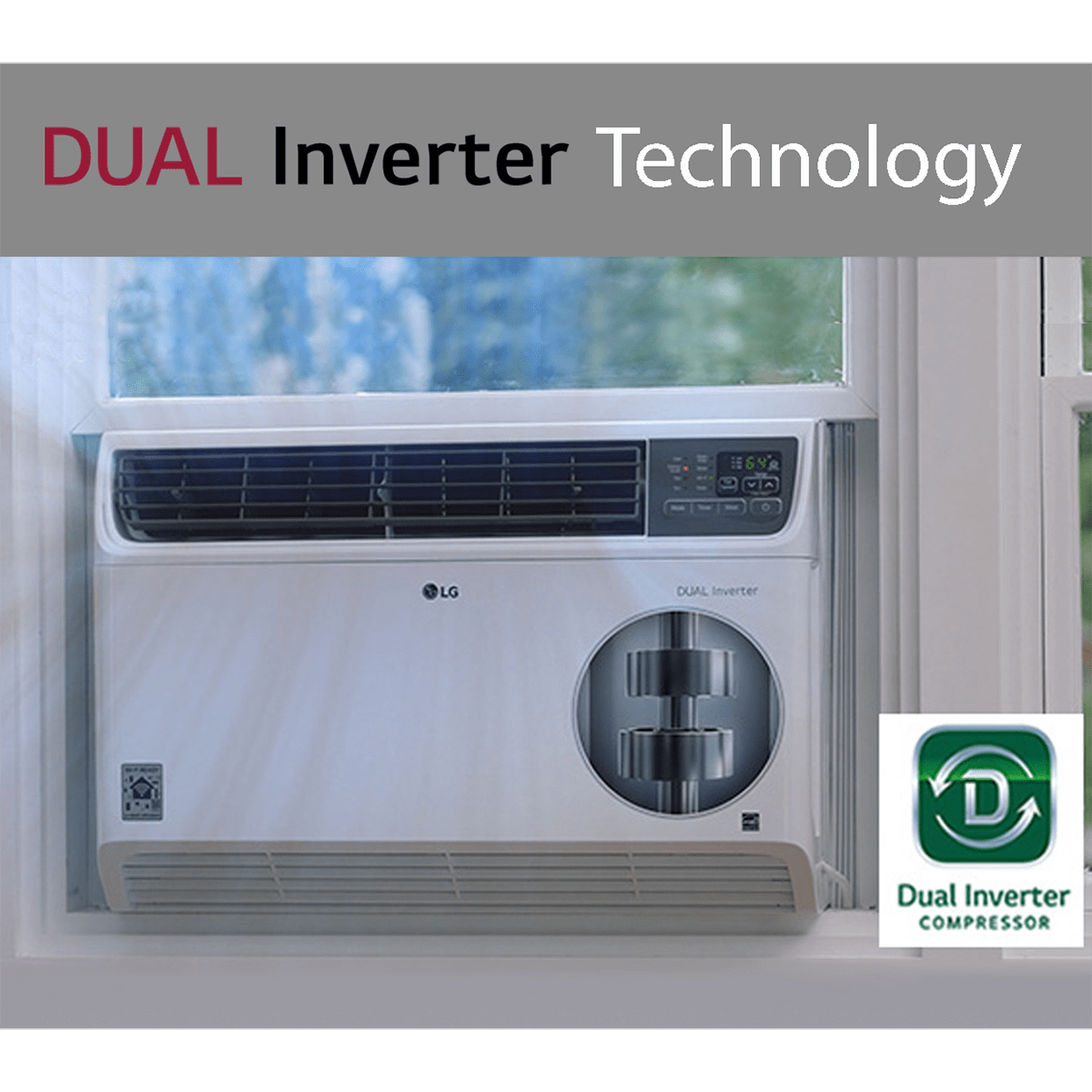 LG 10,000 BTU Window Air Conditioner w/Dual Inverter LW1022IVSM - Graphic 2