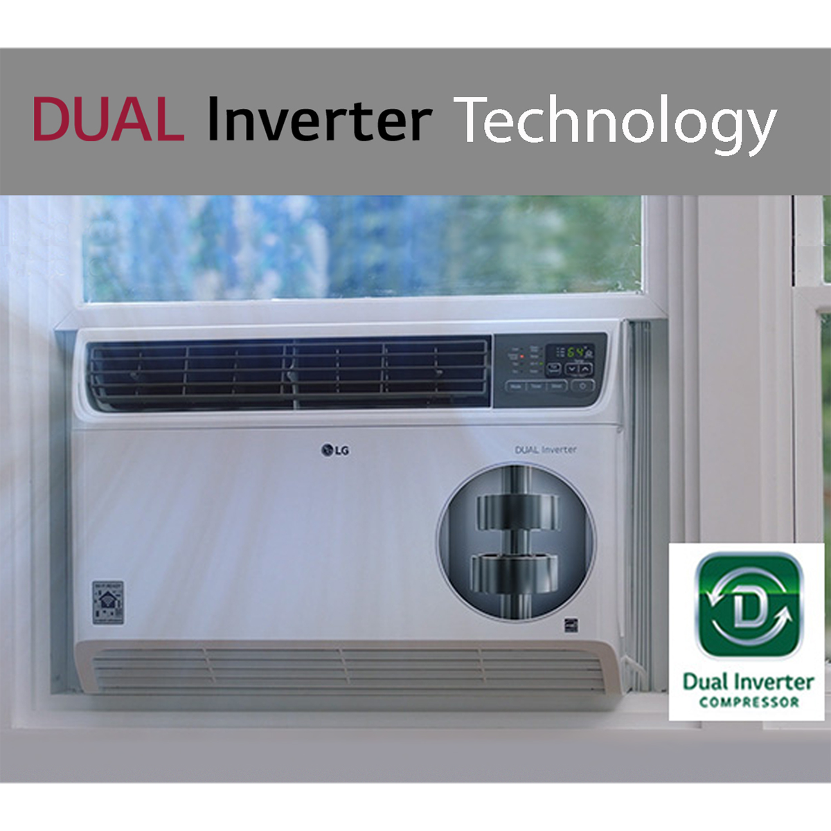 LG 10,000 BTU Window Air Conditioner w/Dual Inverter LW1022IVSM - Graphic 2