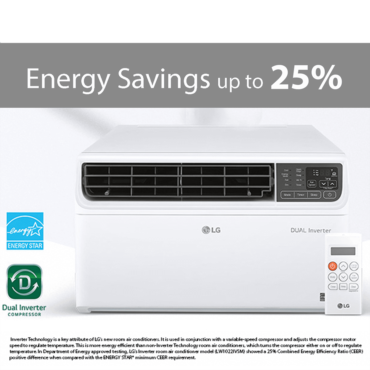 LG 10,000 BTU Window Air Conditioner w/Dual Inverter LW1022IVSM - Graphic 4