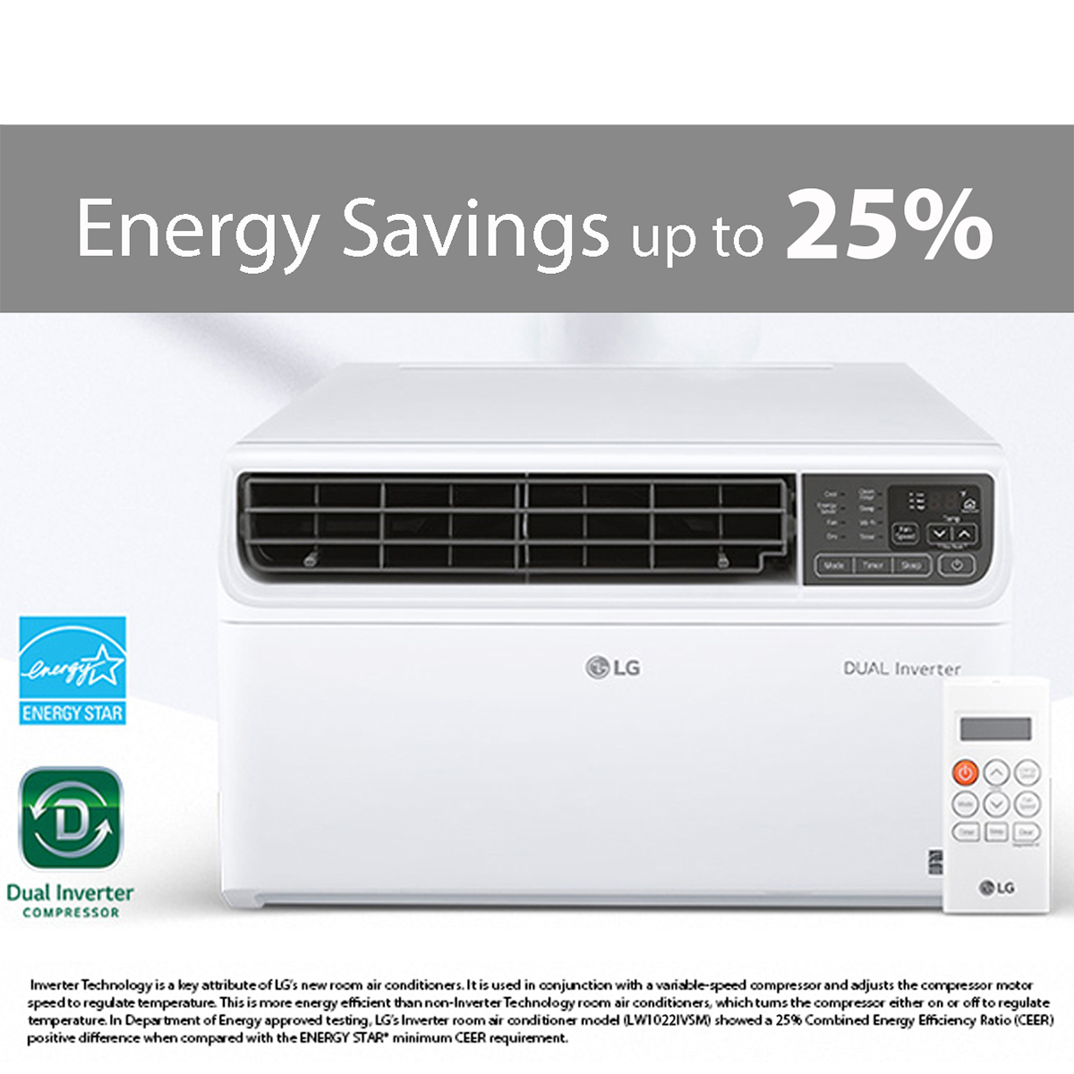 LG 10,000 BTU Window Air Conditioner w/Dual Inverter LW1022IVSM - Graphic 4