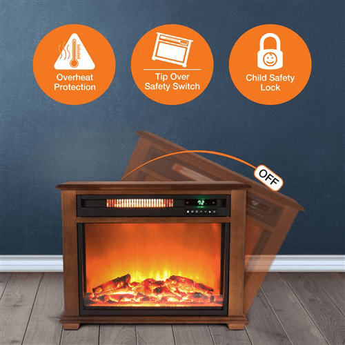 Lifesmart Medium Square Fireplace with Decorative Mantel - Infographic 1