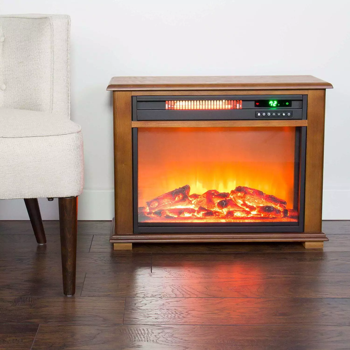 Lifesmart Medium Square Fireplace with Decorative Mantel - Lifestyle