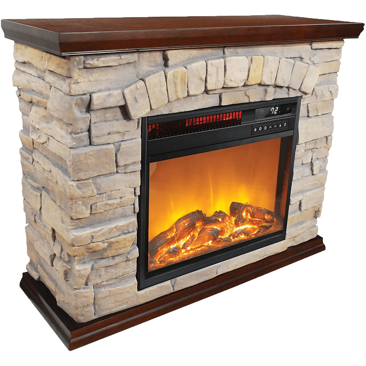 Lifesmart Faux Stone Infrared Electric Fireplace - Left View