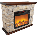 Lifesmart Faux Stone Infrared Electric Fireplace - Left View