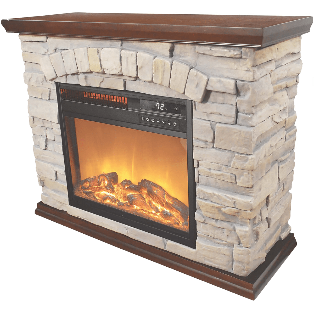 Lifesmart Faux Stone Infrared Electric Fireplace - Right View