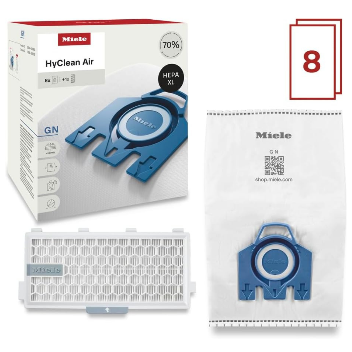 Miele AirClean 3D Allergy XL-Pack, GN FilterBags - Set