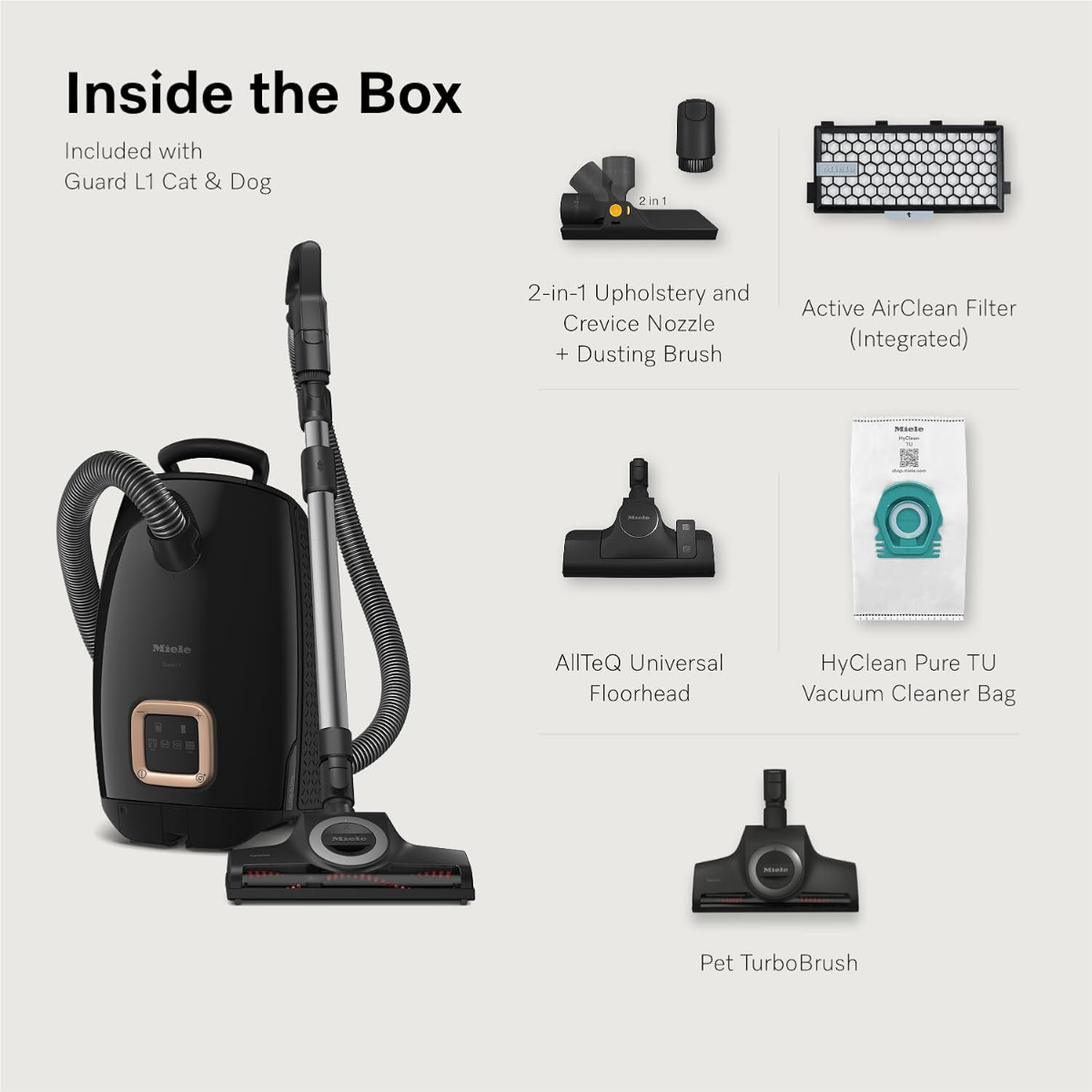 Miele Guard L1 Cat & Dog Canister Vacuum Cleaner - Attachments