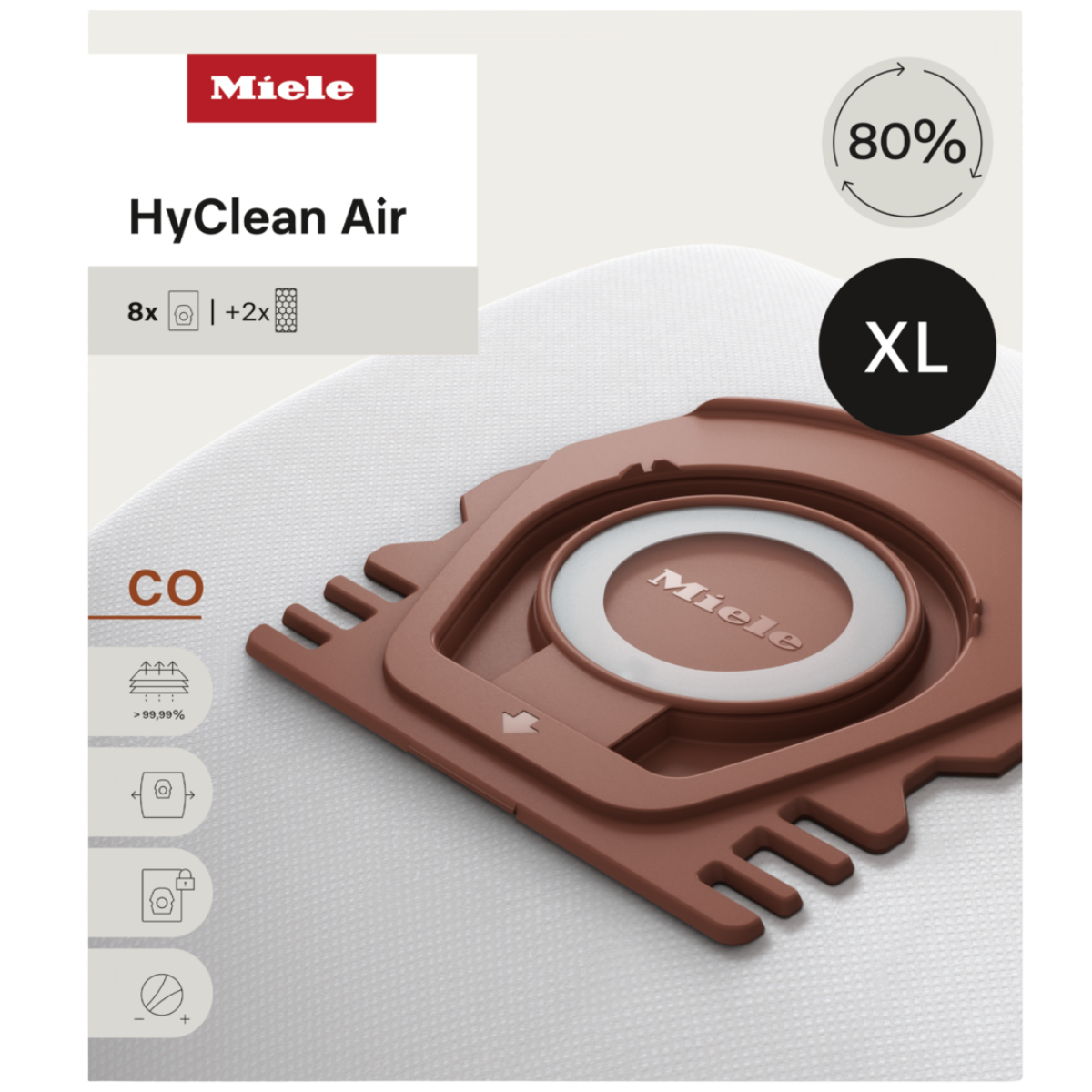 Miele HyClean CO XL Vacuum Bags 8 Pack - Front