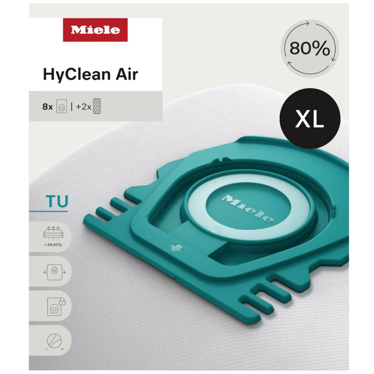 Miele HyClean TU XL Vacuum Bags 8 Pack - Front