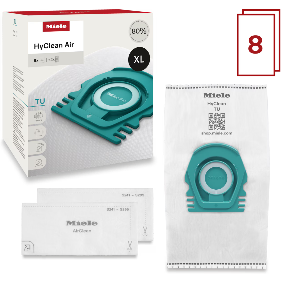 Miele HyClean TU XL Vacuum Bags 8 Pack - Set