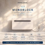 MRCOOL 10,000 BTU Monoblock Air Conditioner Heat Pump 115V - Infographic