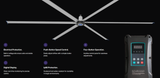 MRCOOL CoolBlade HVLS Industrial Fan has Electrical Protection, Push Button Speed Control, Four Button Operation, Digital Display, Ip66 Protection