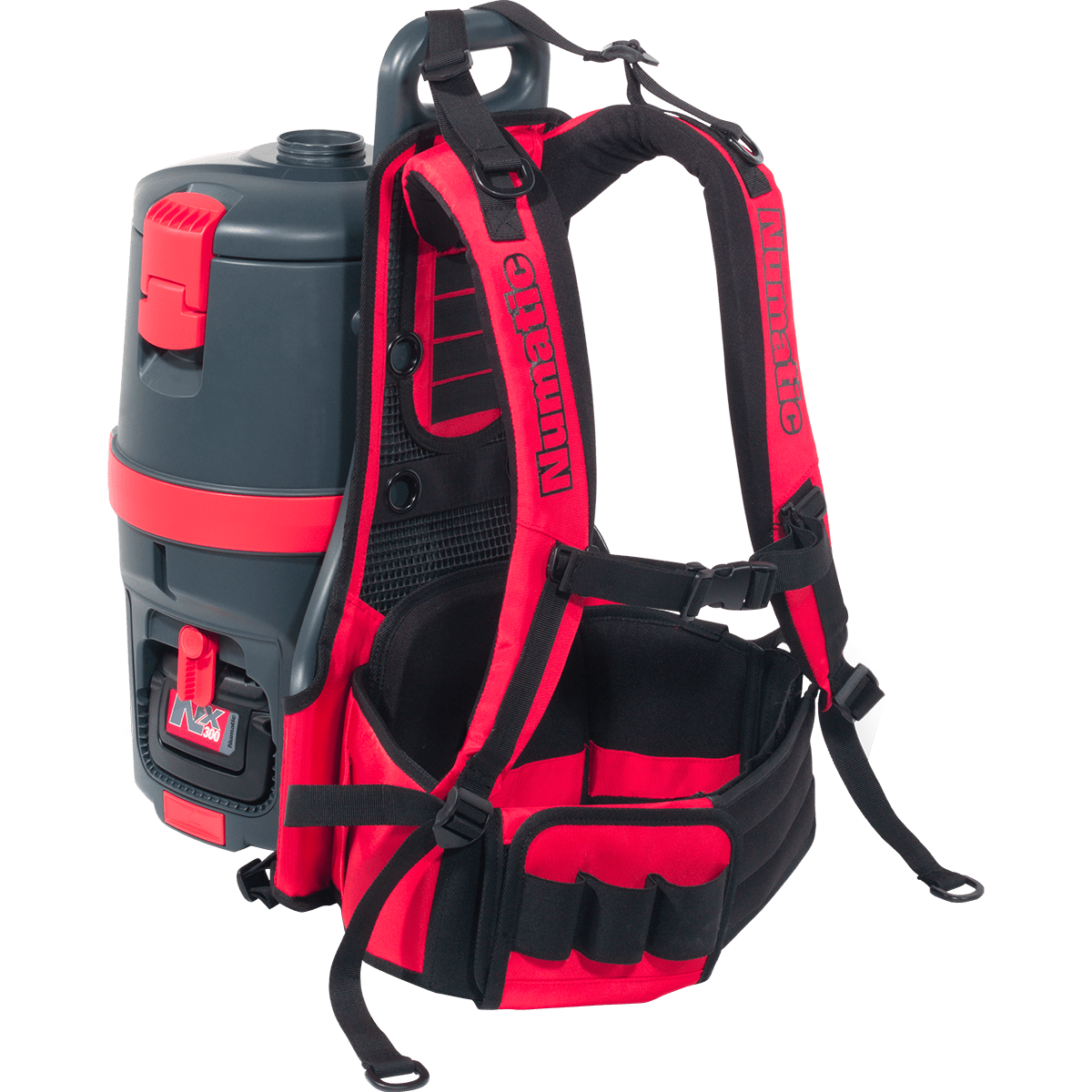 NaceCare RSV150 Backpack Vacuum - Back showing harness