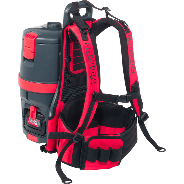 NaceCare RSV150 Backpack Vacuum - Back showing harness