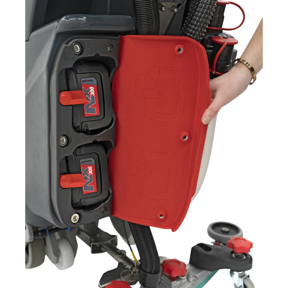 NaceCare TGB 817NX 17" Battery Walk Behind Floor Scrubber - Battery Door Open