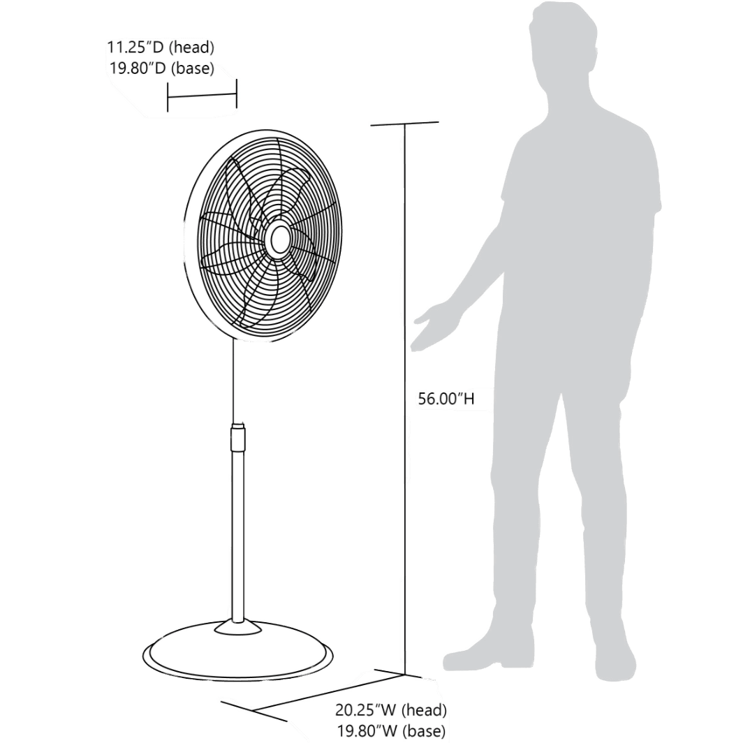 NewAir Outdoor Misting 3-Speed All-Metal Pedestal Fan - Height Comparison