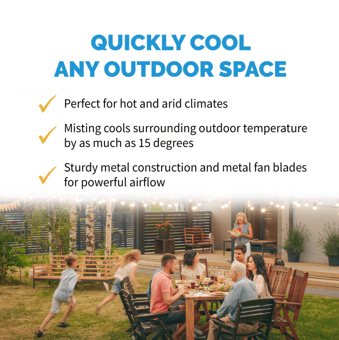 NewAir Outdoor Misting 3-Speed All-Metal Pedestal Fan - Cool Outdoor Spaces