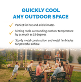NewAir Outdoor Misting 3-Speed All-Metal Pedestal Fan - Cool Outdoor Spaces