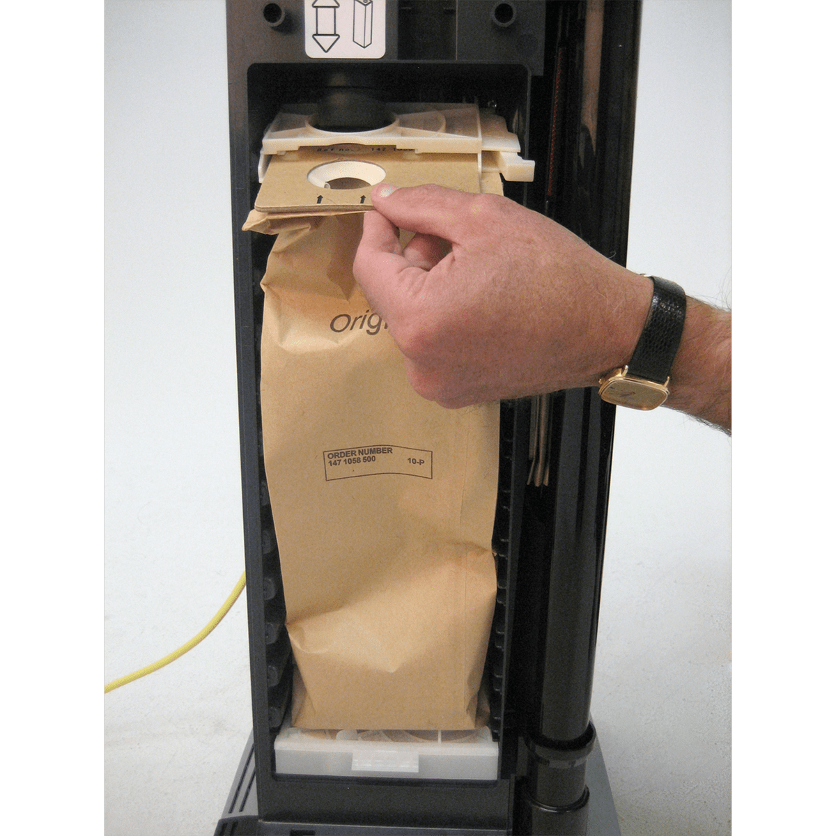 Nilfisk Advance Spectrum HEPA 
Commercial Upright Vacuum - Change Filter Bag