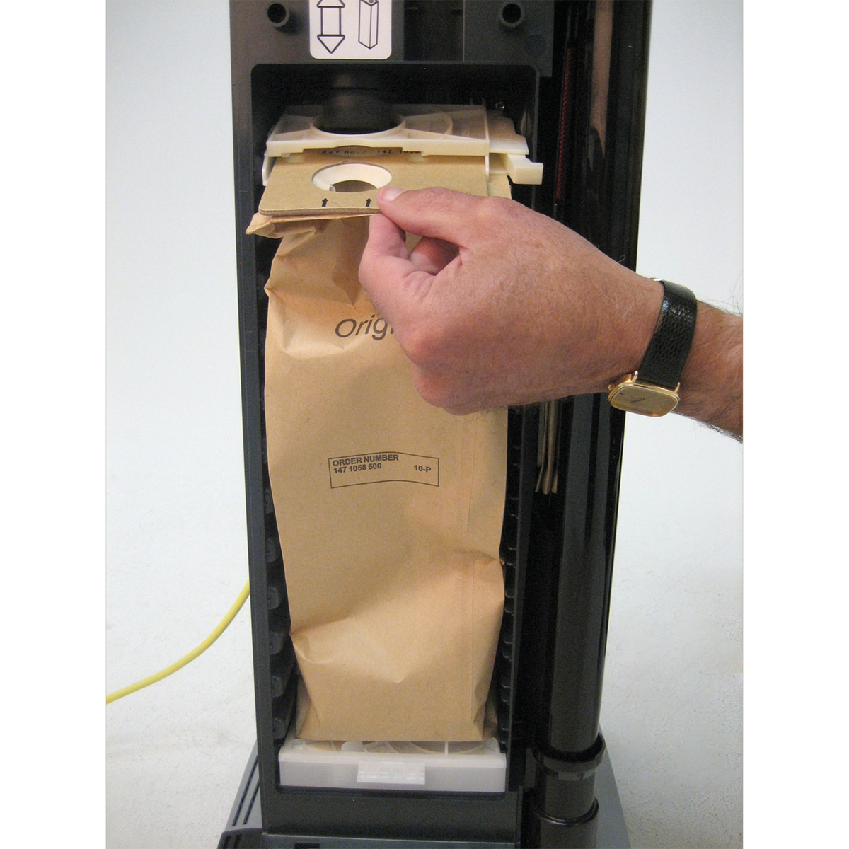 Nilfisk Advance Spectrum HEPA 
Commercial Upright Vacuum - Change Filter Bag