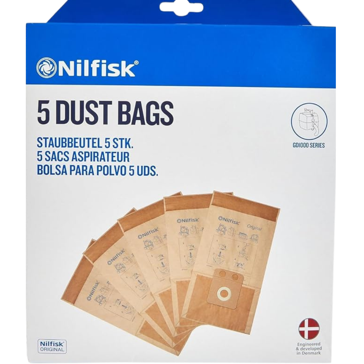 Nilfisk Disposable Paper Bag for Family Vacuum and HDS1005 - Main 1