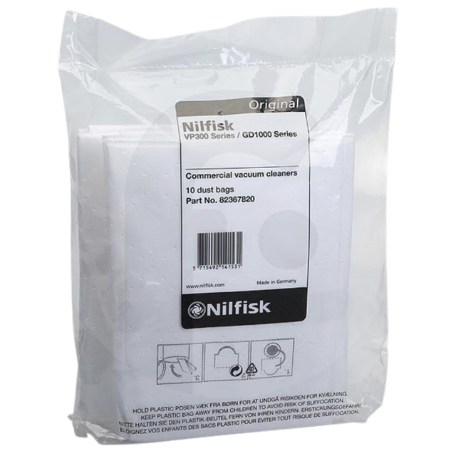 Nilfisk VP300/VP400/VP500 Fleece Bags - 10 Pack - Main
