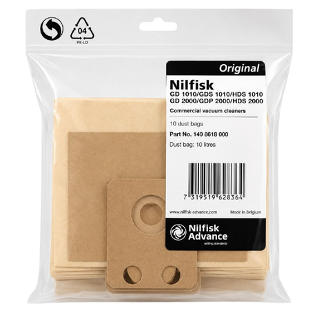 Nilfisk VP300/VP400/VP500 Paper Bags - 10 Pack - Main