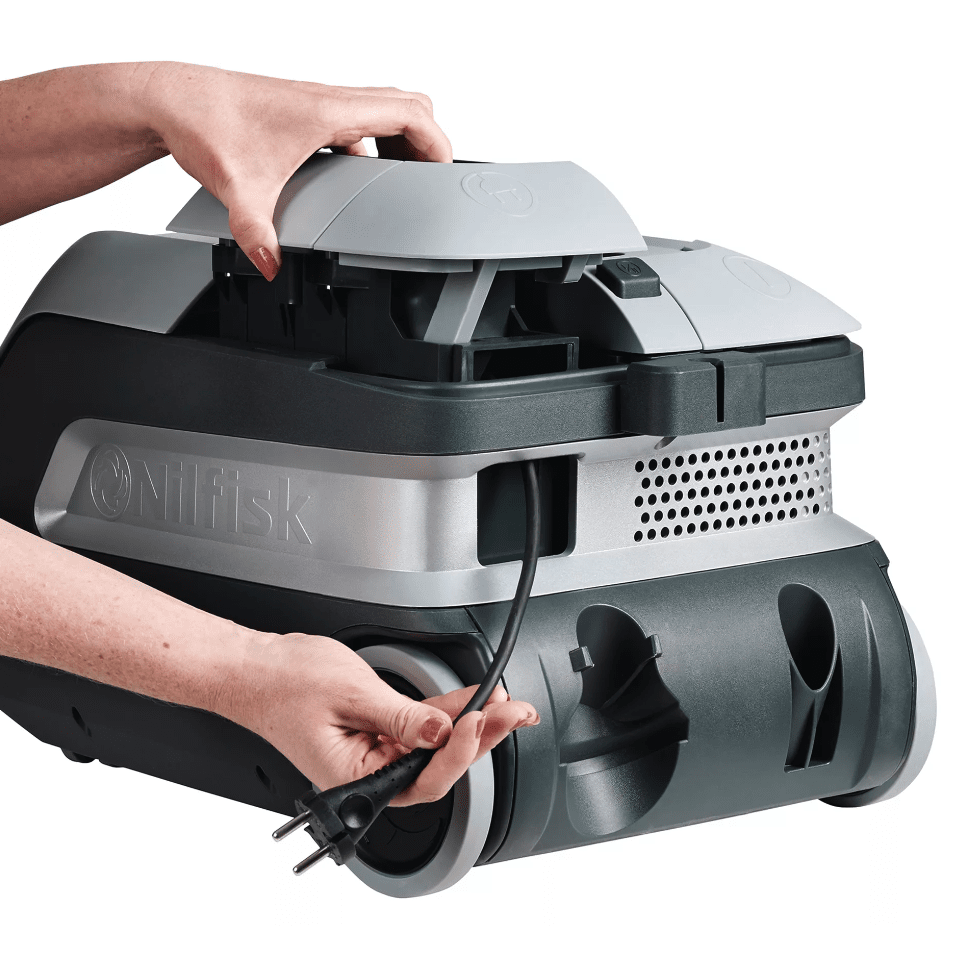 Nilfisk Industrial Canister Vacuum Cleaner for Allergens, Dust, Mold, Asbestos - Cord Rewind